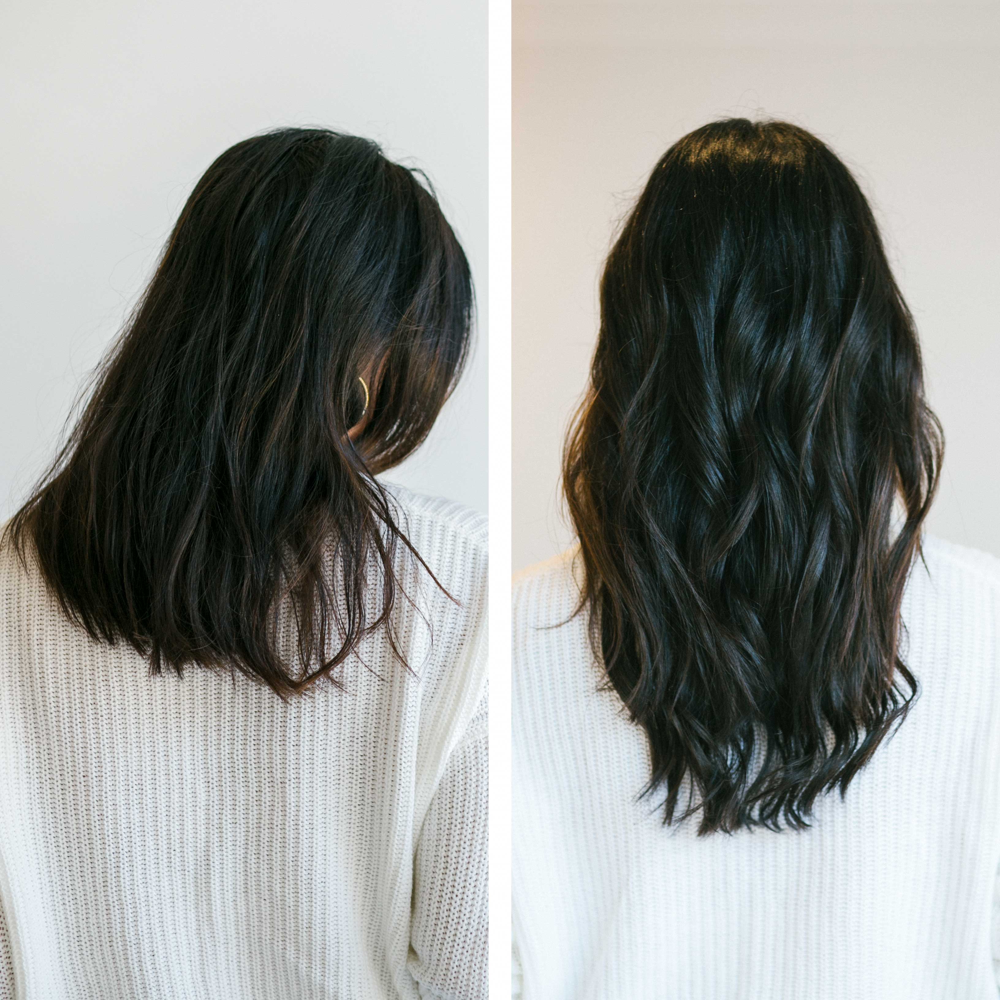 black hair extensions before and after